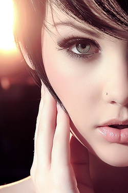 'Sexy Brunette Mellisa Clarke in Jeans Shorts and red Shirt' with Mellisa Clarke via melissaclark.com