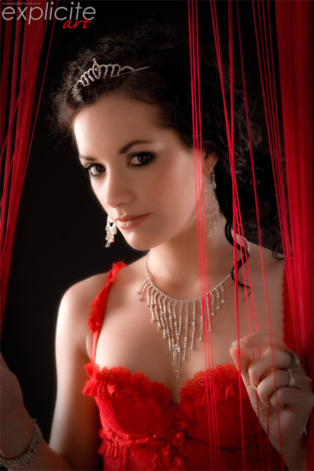 'Curly Babe In Red Dress' with  via explicite-art.com - Pic #1