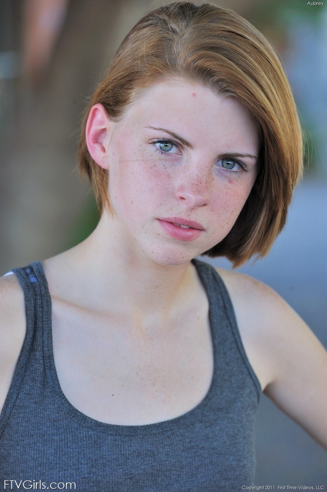 'Freckled Teen Aubrey Show Her Tits In Public' with Aubrey via FTV Girls - Pic #1