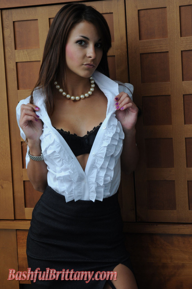 'Bashful Brittany Hot In Black Stockings' with Bashful Brittany via bashfulbrittany.com - Pic #2