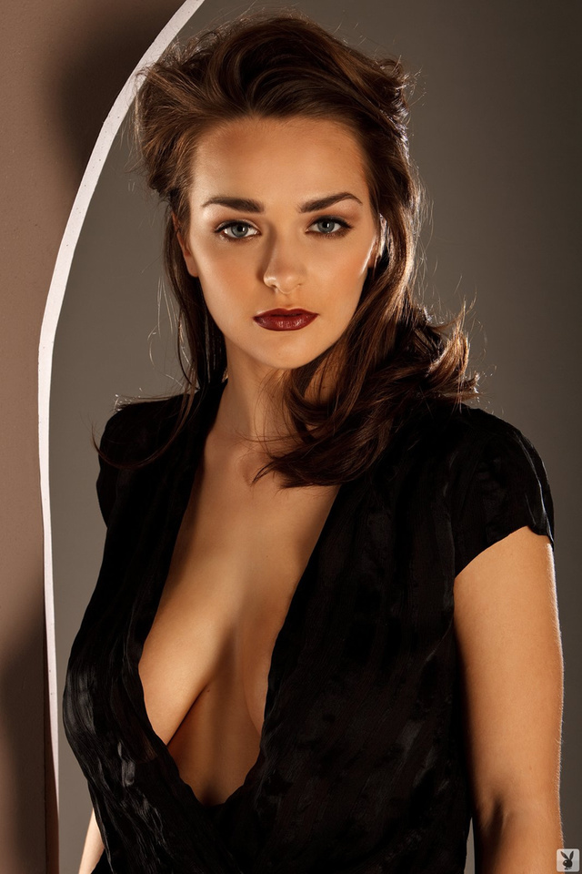 'Busty Kristen Pyles Black Dress for playboy' with Kristen Pyles via playboysallnaturals.com - Pic #1