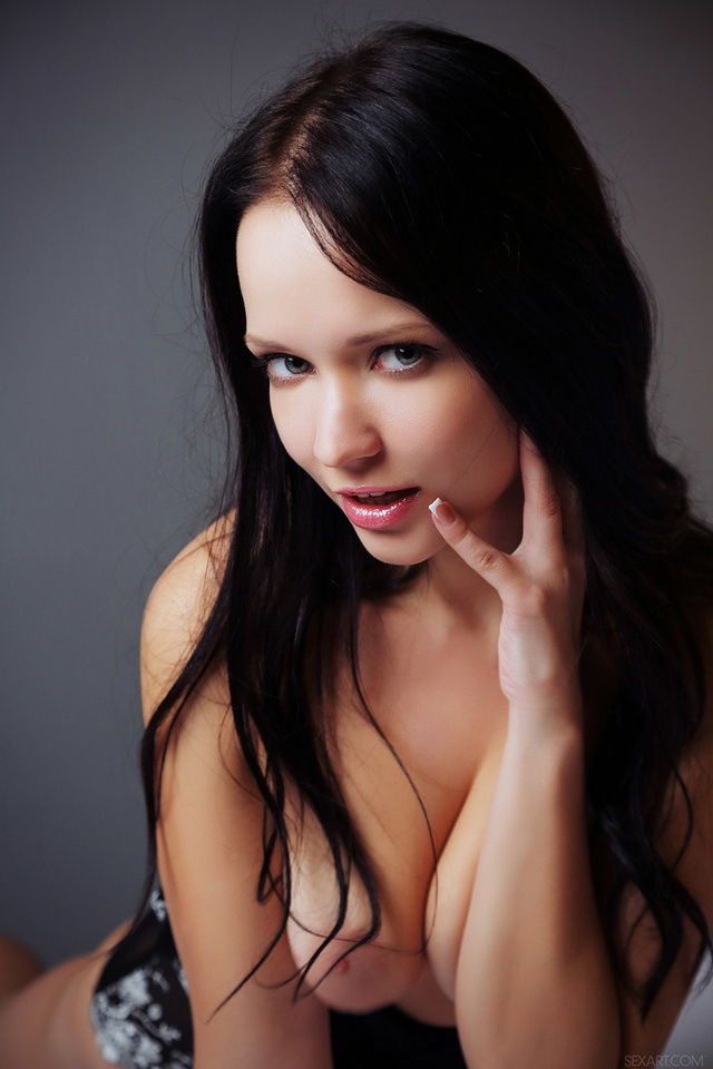 'Brunette Teen Marica A Teasing in Sexy Lingerie in Legato for SexArt' with Marica A via Sexart - Pic #9